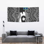 Torres Strait Islander Tapestry Flag Feather Headdress Indigenous Dotwork Tribal Art