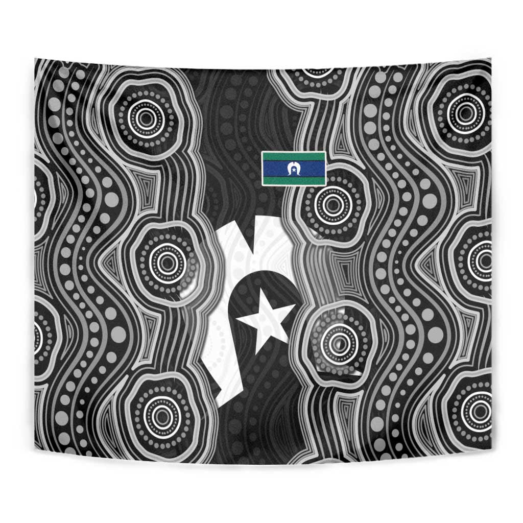 Torres Strait Islander Tapestry Flag Feather Headdress Indigenous Dotwork Tribal Art