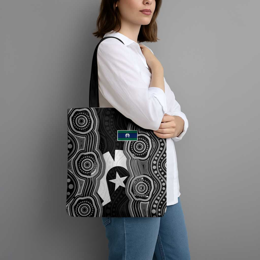 Torres Strait Islander Tote Bag Flag Feather Headdress Indigenous Dotwork Tribal Art