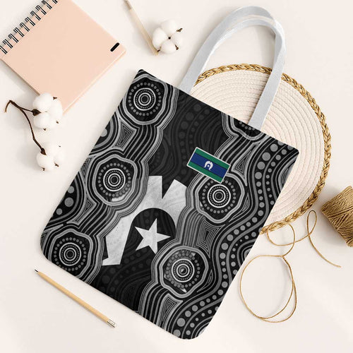 Torres Strait Islander Tote Bag Flag Feather Headdress Indigenous Dotwork Tribal Art