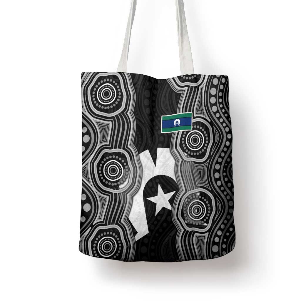 Torres Strait Islander Tote Bag Flag Feather Headdress Indigenous Dotwork Tribal Art