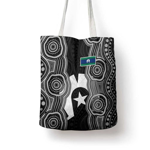 Torres Strait Islander Tote Bag Flag Feather Headdress Indigenous Dotwork Tribal Art