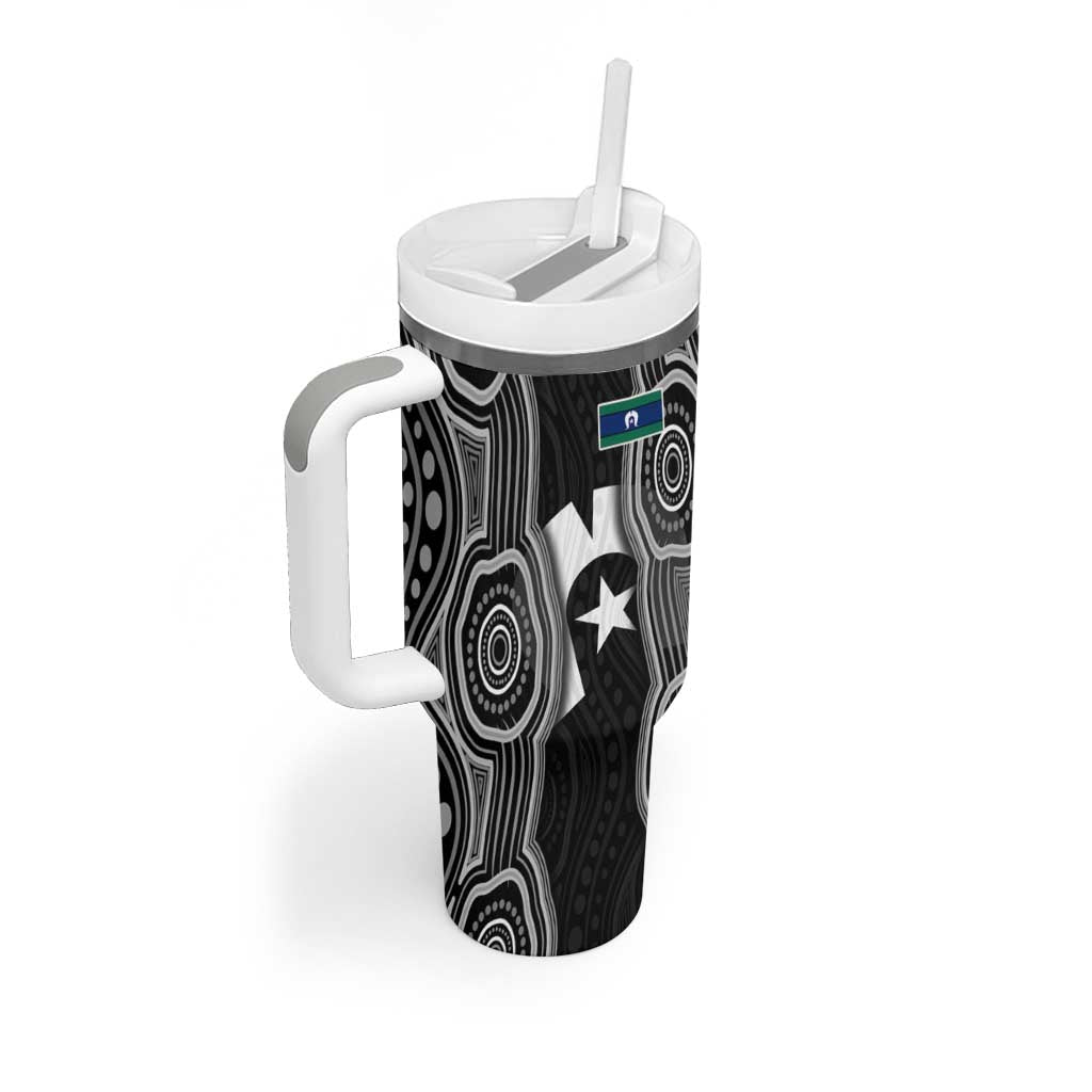 Torres Strait Islander Tumbler With Handle Flag Feather Headdress Indigenous Dotwork Tribal Art