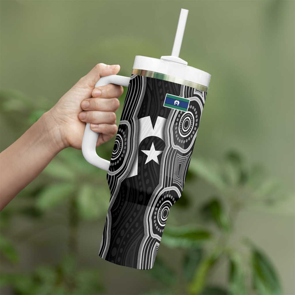 Torres Strait Islander Tumbler With Handle Flag Feather Headdress Indigenous Dotwork Tribal Art