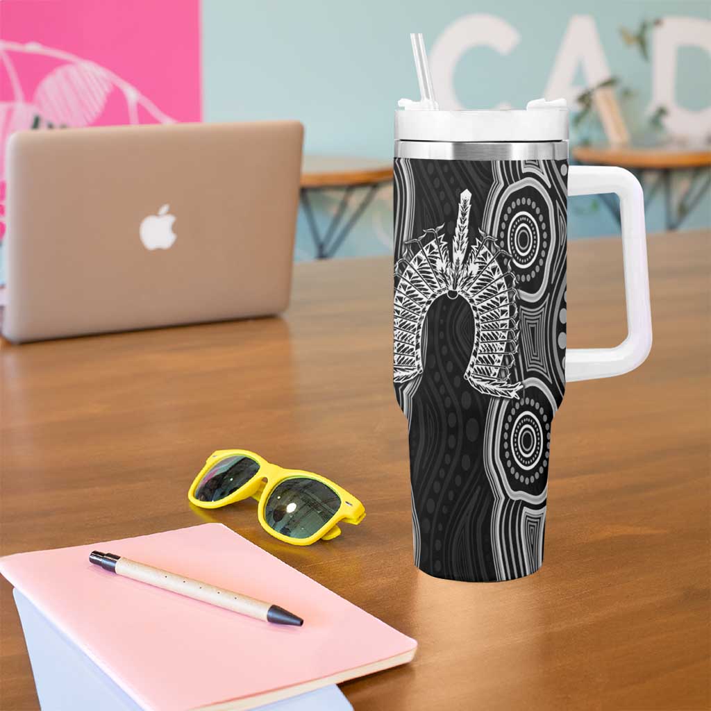 Torres Strait Islander Tumbler With Handle Flag Feather Headdress Indigenous Dotwork Tribal Art