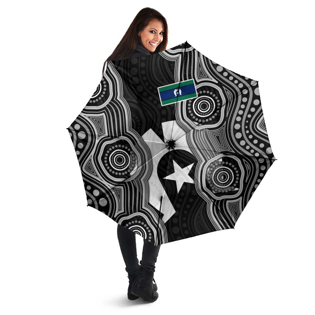 Torres Strait Islander Umbrella Flag Feather Headdress Indigenous Dotwork Tribal Art