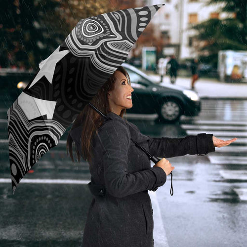 Torres Strait Islander Umbrella Flag Feather Headdress Indigenous Dotwork Tribal Art