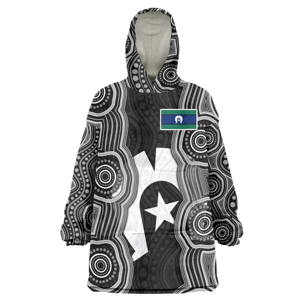 Torres Strait Islander Wearable Blanket Hoodie Flag Feather Headdress Indigenous Dotwork Tribal Art
