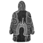 Torres Strait Islander Wearable Blanket Hoodie Flag Feather Headdress Indigenous Dotwork Tribal Art