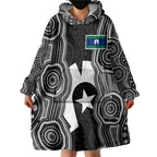 Torres Strait Islander Wearable Blanket Hoodie Flag Feather Headdress Indigenous Dotwork Tribal Art