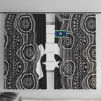 Torres Strait Islander Window Curtain Flag Feather Headdress Indigenous Dotwork Tribal Art