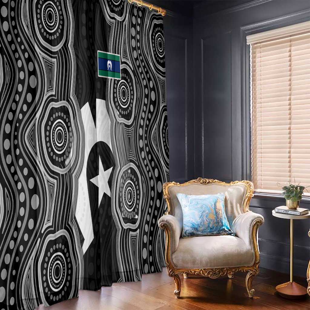 Torres Strait Islander Window Curtain Flag Feather Headdress Indigenous Dotwork Tribal Art