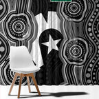 Torres Strait Islander Window Curtain Flag Feather Headdress Indigenous Dotwork Tribal Art