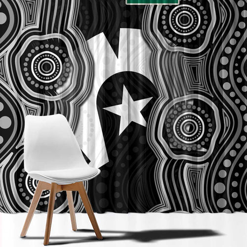 Torres Strait Islander Window Curtain Flag Feather Headdress Indigenous Dotwork Tribal Art