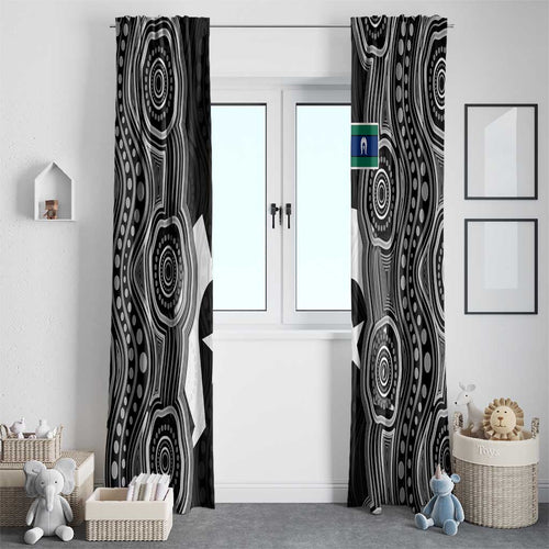 Torres Strait Islander Window Curtain Flag Feather Headdress Indigenous Dotwork Tribal Art