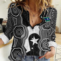 Torres Strait Islander Women Casual Shirt Flag Feather Headdress Indigenous Dotwork Tribal Art