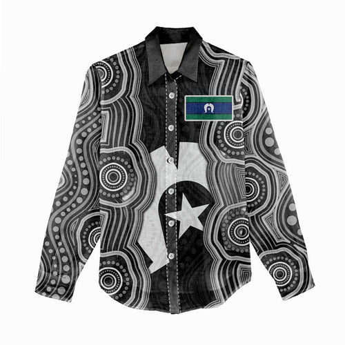 Torres Strait Islander Women Casual Shirt Flag Feather Headdress Indigenous Dotwork Tribal Art