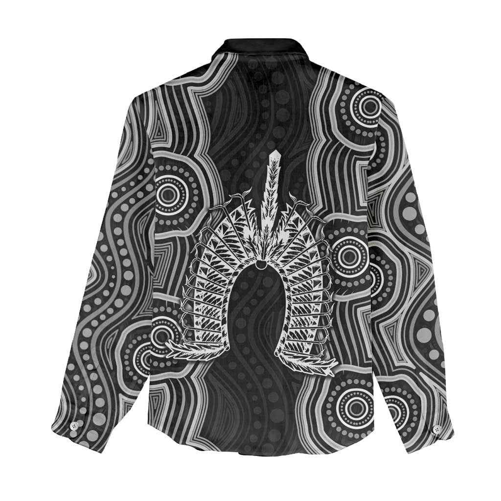 Torres Strait Islander Women Casual Shirt Flag Feather Headdress Indigenous Dotwork Tribal Art