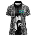 Torres Strait Islander Women Polo Shirt Flag Feather Headdress Indigenous Dotwork Tribal Art