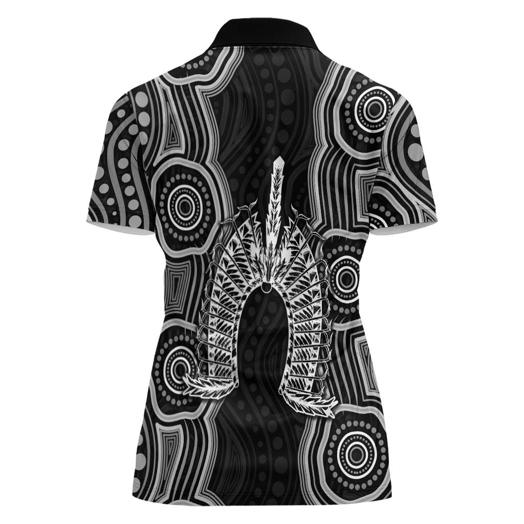 Torres Strait Islander Women Polo Shirt Flag Feather Headdress Indigenous Dotwork Tribal Art
