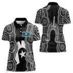 Torres Strait Islander Women Polo Shirt Flag Feather Headdress Indigenous Dotwork Tribal Art