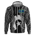 Torres Strait Islander Zip Hoodie Flag Feather Headdress Indigenous Dotwork Tribal Art
