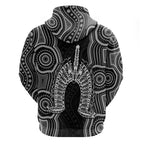 Torres Strait Islander Zip Hoodie Flag Feather Headdress Indigenous Dotwork Tribal Art