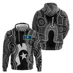 Torres Strait Islander Zip Hoodie Flag Feather Headdress Indigenous Dotwork Tribal Art