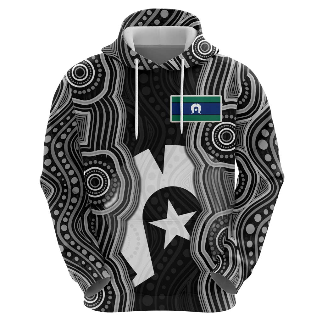 Torres Strait Islander Zip Hoodie Flag Feather Headdress Indigenous Dotwork Tribal Art