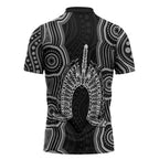 Torres Strait Islander Zipper Polo Shirt Flag Feather Headdress Indigenous Dotwork Tribal Art