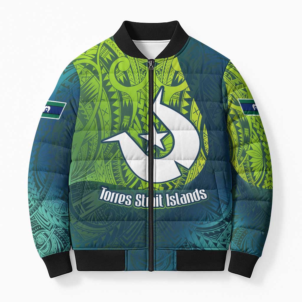 Torres Strait Islands Bomber Puffer Jacket Vibrant Polynesian Tribal Pattern Art