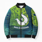 Torres Strait Islands Bomber Puffer Jacket Vibrant Polynesian Tribal Pattern Art