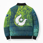Torres Strait Islands Bomber Puffer Jacket Vibrant Polynesian Tribal Pattern Art