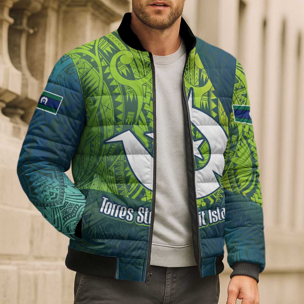 Torres Strait Islands Bomber Puffer Jacket Vibrant Polynesian Tribal Pattern Art