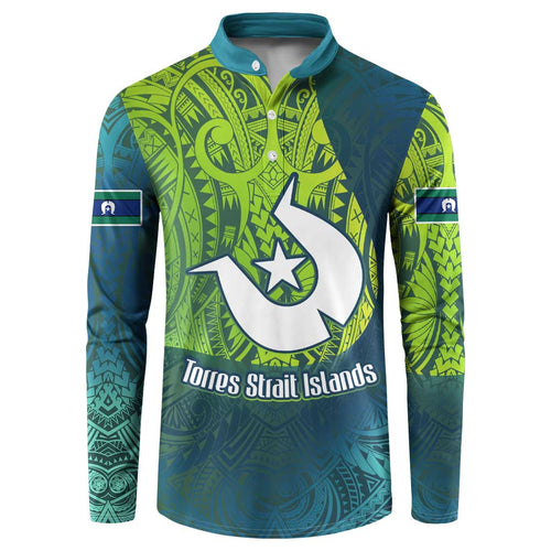 Torres Strait Islands Button Sweatshirt Vibrant Polynesian Tribal Pattern Art