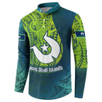 Torres Strait Islands Button Sweatshirt Vibrant Polynesian Tribal Pattern Art
