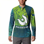 Torres Strait Islands Button Sweatshirt Vibrant Polynesian Tribal Pattern Art