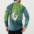 Torres Strait Islands Button Sweatshirt Vibrant Polynesian Tribal Pattern Art