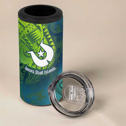 Torres Strait Islands 4 in 1 Can Cooler Tumbler Vibrant Polynesian Tribal Pattern Art