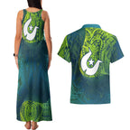 Torres Strait Islands Couples Matching Tank Maxi Dress and Hawaiian Shirt Vibrant Polynesian Tribal Pattern Art