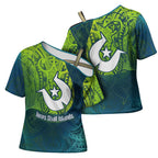 Torres Strait Islands Cross Shoulder Shirt Vibrant Polynesian Tribal Pattern Art