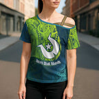 Torres Strait Islands Cross Shoulder Shirt Vibrant Polynesian Tribal Pattern Art