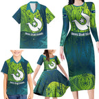 Torres Strait Islands Family Matching Long Sleeve Bodycon Dress and Hawaiian Shirt Vibrant Polynesian Tribal Pattern Art