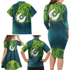 Torres Strait Islands Family Matching Long Sleeve Bodycon Dress and Hawaiian Shirt Vibrant Polynesian Tribal Pattern Art