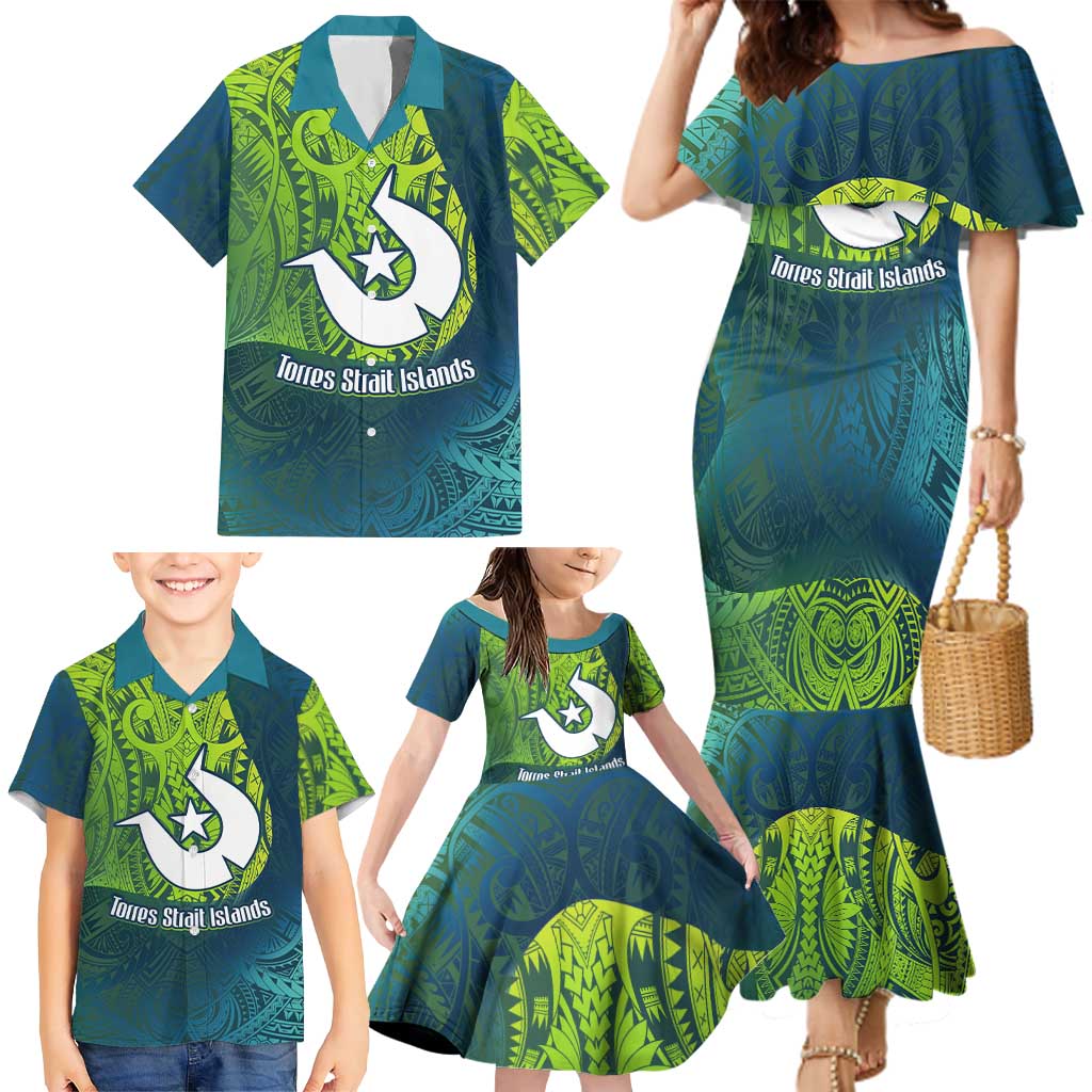 Torres Strait Islands Family Matching Mermaid Dress and Hawaiian Shirt Vibrant Polynesian Tribal Pattern Art