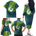 Torres Strait Islands Family Matching Off The Shoulder Long Sleeve Dress and Hawaiian Shirt Vibrant Polynesian Tribal Pattern Art