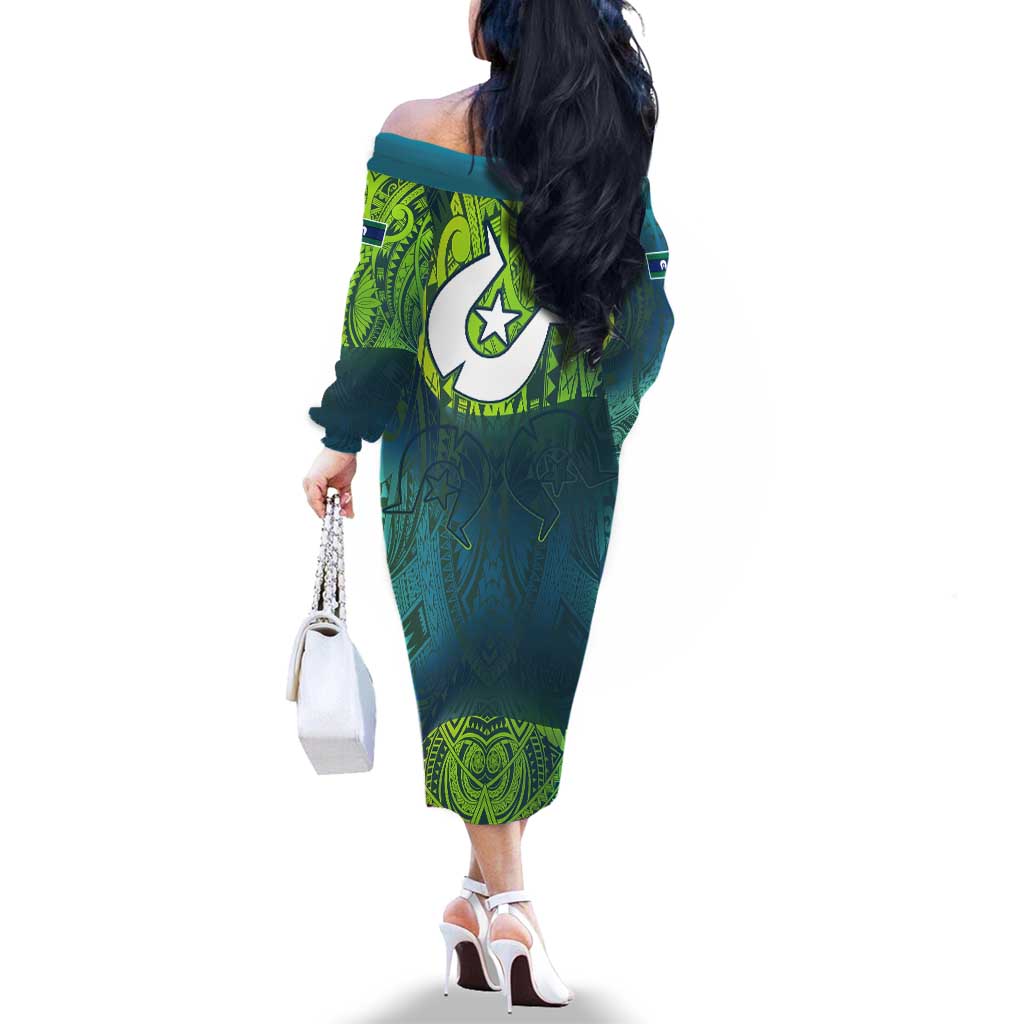 Torres Strait Islands Family Matching Off The Shoulder Long Sleeve Dress and Hawaiian Shirt Vibrant Polynesian Tribal Pattern Art