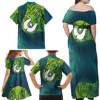 Torres Strait Islands Family Matching Off Shoulder Maxi Dress and Hawaiian Shirt Vibrant Polynesian Tribal Pattern Art