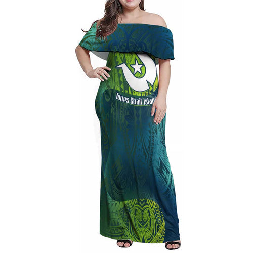 Torres Strait Islands Family Matching Off Shoulder Maxi Dress and Hawaiian Shirt Vibrant Polynesian Tribal Pattern Art