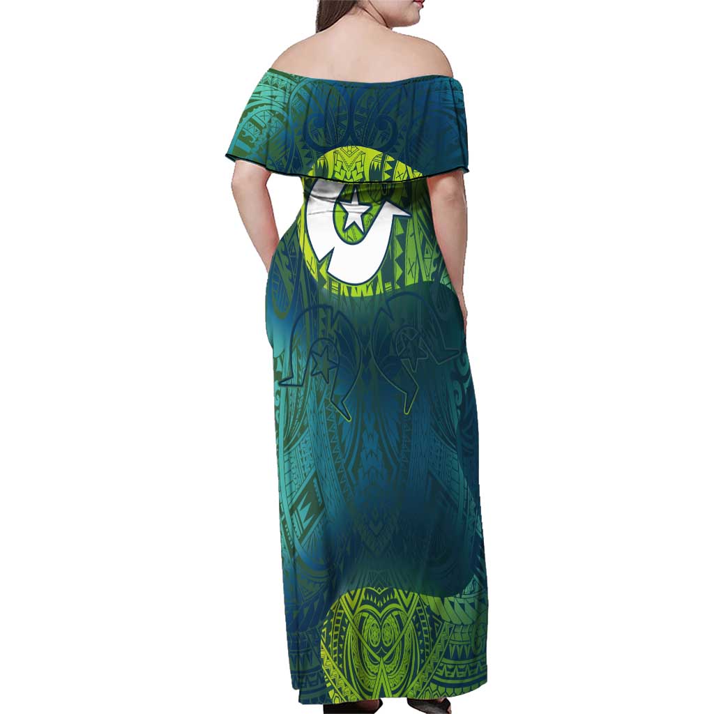 Torres Strait Islands Family Matching Off Shoulder Maxi Dress and Hawaiian Shirt Vibrant Polynesian Tribal Pattern Art
